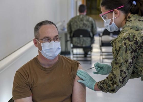 Naval Medical Center Camp Lejeune administered the first doses of the Pfizer/BioNTech COVID-19 vaccine, Dec. 29, 2020.
