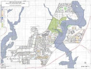Joint Base San Antonio-Fort Sam Houston flood map. Many Roads may flood, especially around the Benz Engleman Gate and Walters Gate. These low areas are associated with the Salado Creek Floodplain.