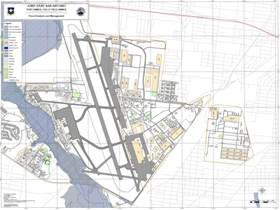 Joint Base San Antonio-Kelly Field Annex flood map.