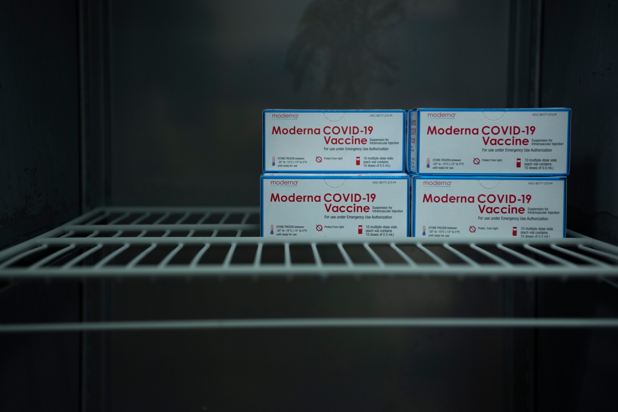 An initial shipment of COVID-19 vaccines arrive at Ramstein Air Base, Germany, Dec. 30, 2020.