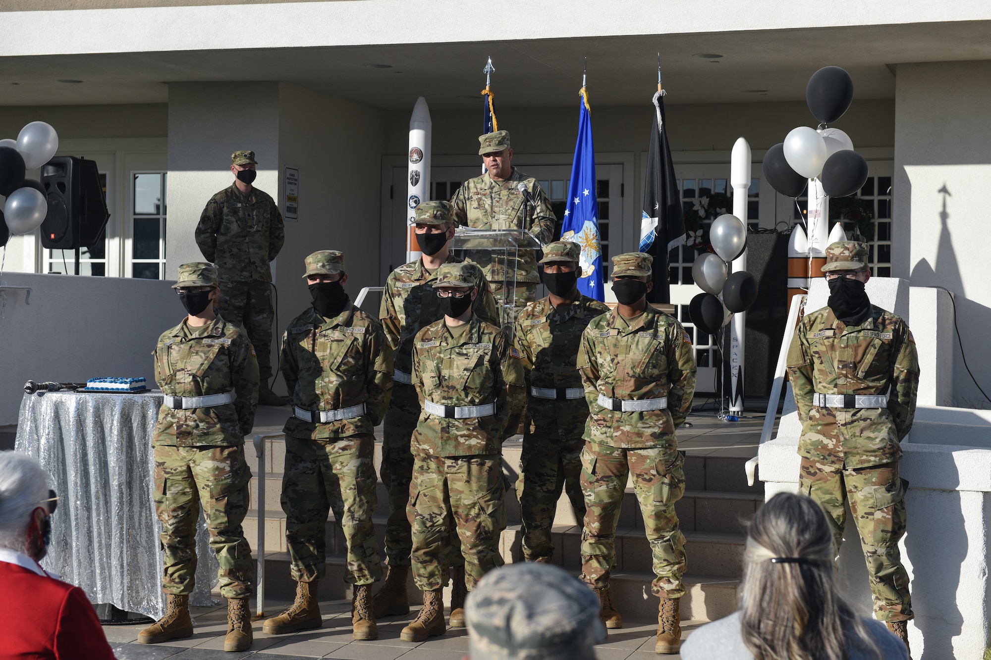 Photo of new enlistees at a U.S. Space Force Birthday event