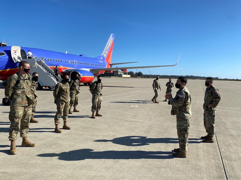 New USSF enlistees arriving at Vandenberg AFB airfield