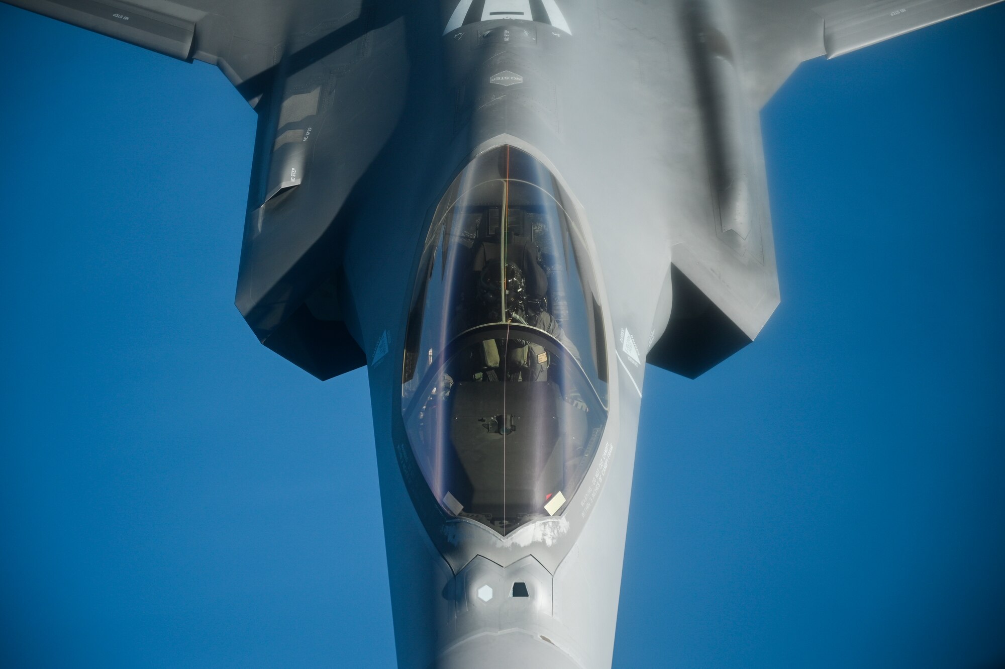 A U.S. Air Force F-35A Lighting II flies over the Arabian Gulf, Jan. 17, 2020.