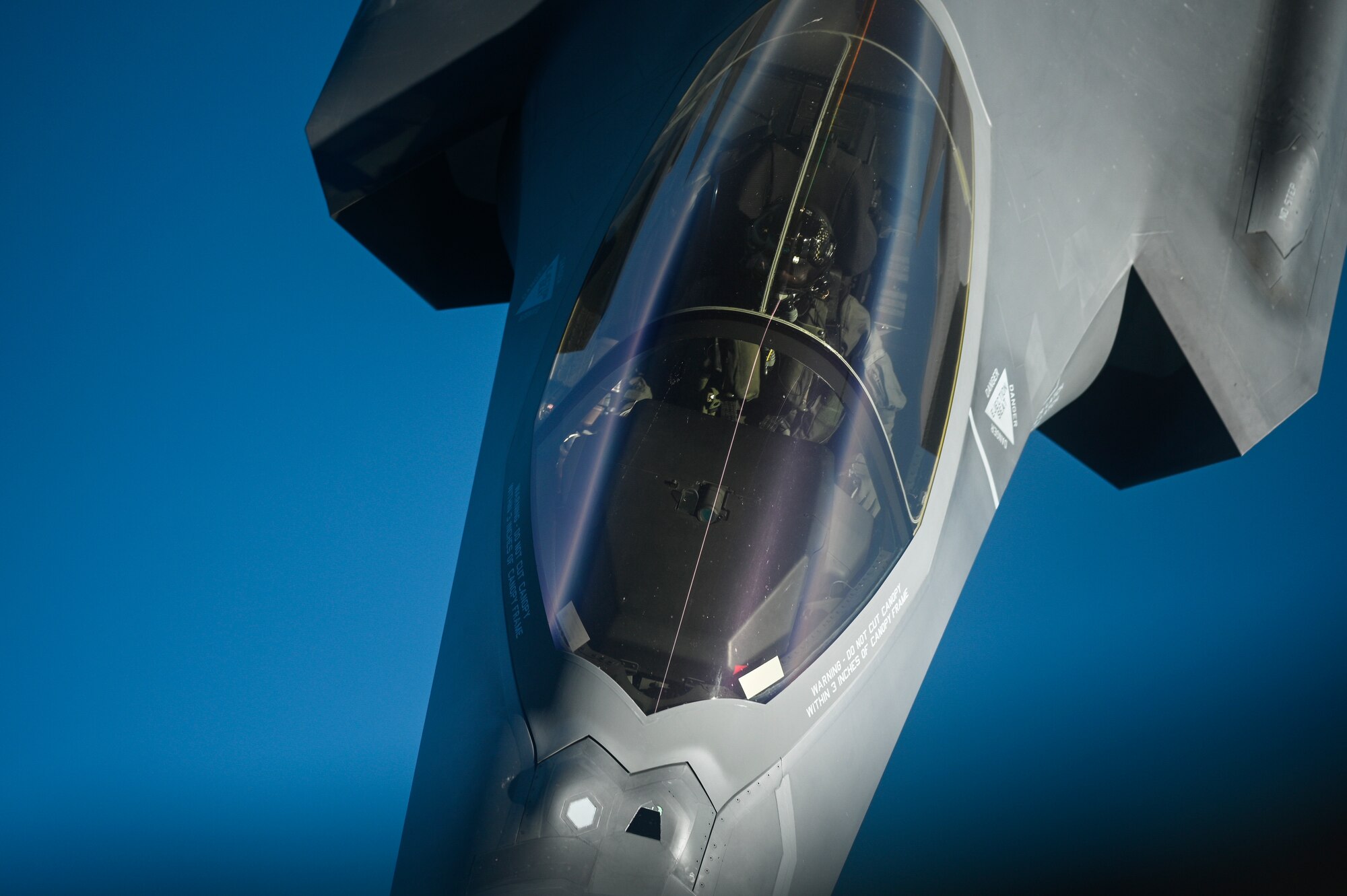 A U.S. Air Force F-35A Lighting II flies over the Arabian Gulf, Jan. 17, 2020.