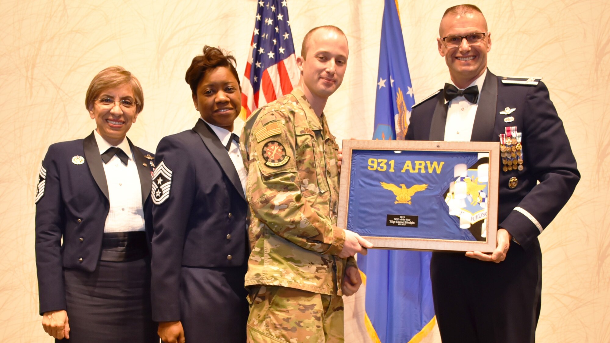 Annual Award winners are recognized by Col. Phil Heseltine, 931st Air Refueling Wing commander, Feb. 1, 2020, at Derby, Kan. The annual awards banquet in a tradition that honors and celebrates Airmen who’ve performed exemplary service.