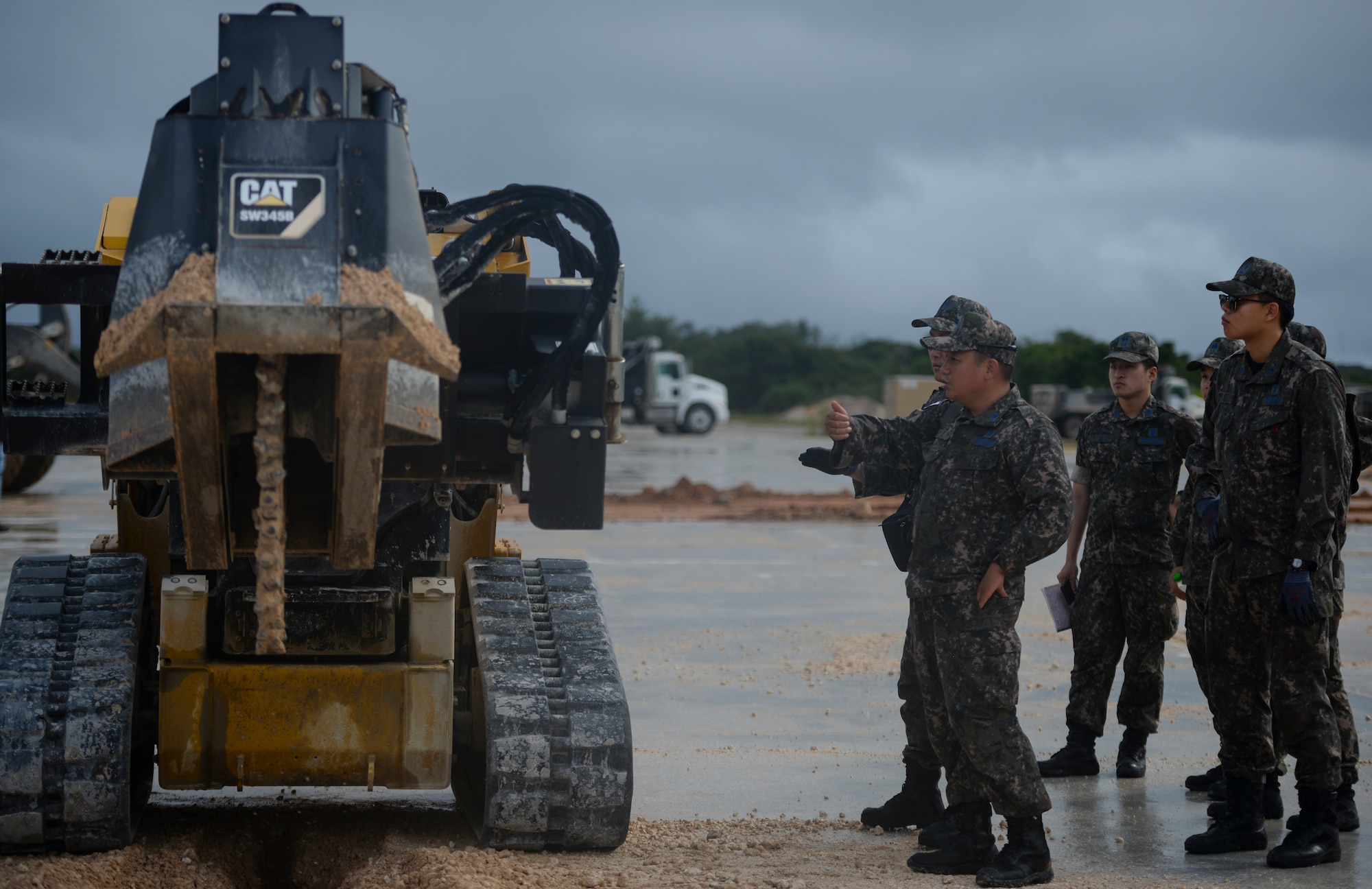 Members from the Republic of Korea Air Force learn about using heavy duty equipment during exercise Silver Flag Jan. 29, 2020, at Andersen Air Force Base, Guam.