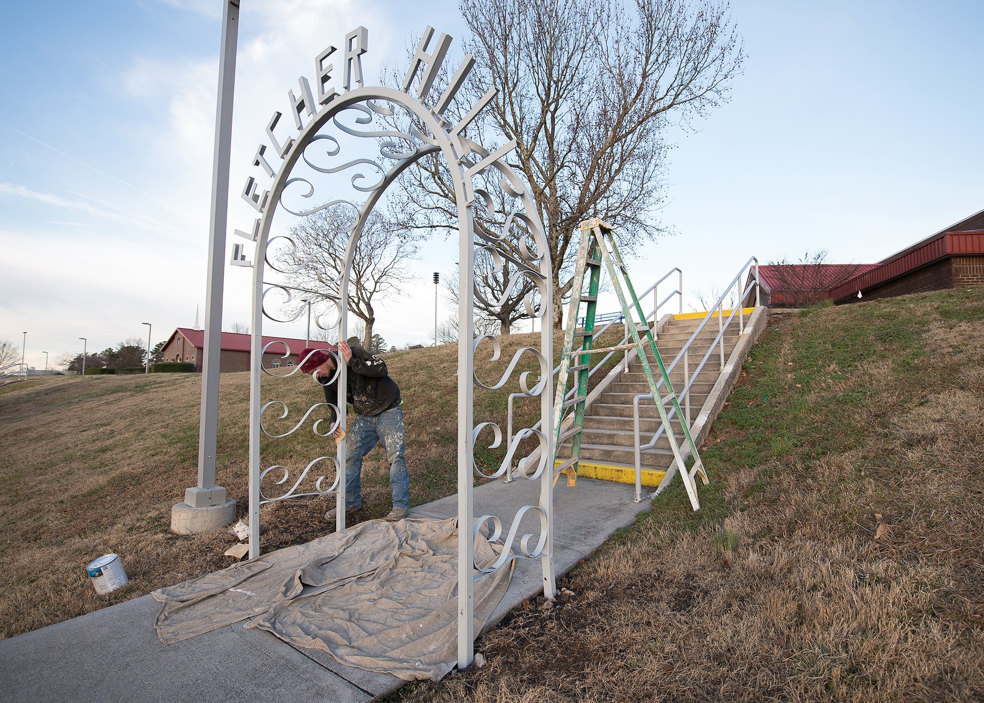 Painting Fletcher Hill arch