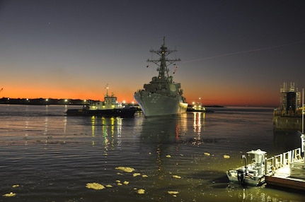 USS Fitzgerald (DDG 62) departs Huntington Ingalls Industries Ingalls Shipbuildings Pascagoula shipyard