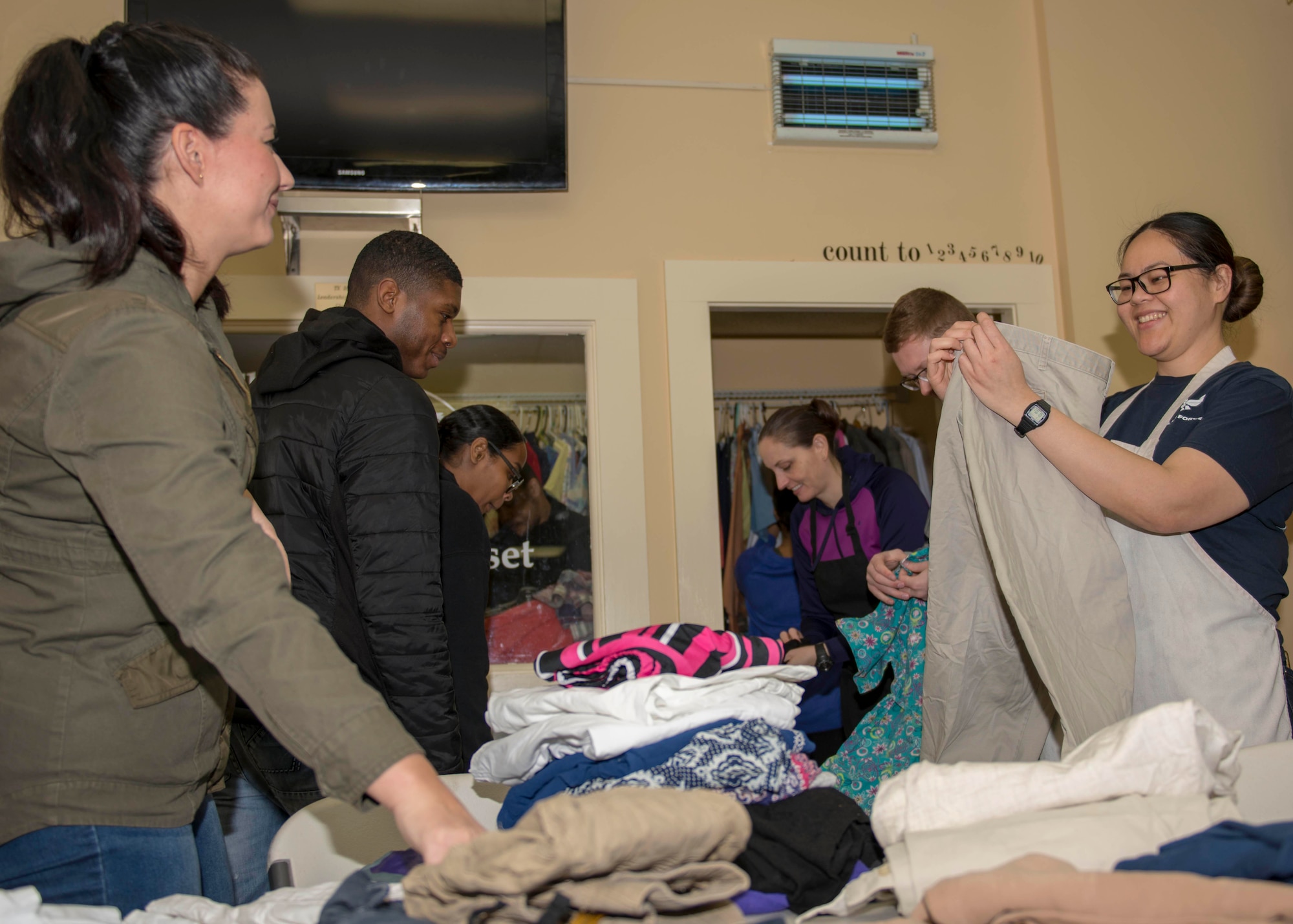 Airmen from the 4th Medical Group volunteer at the Community Soup Kitchen of Goldsboro Inc., Jan. 28, 2020.