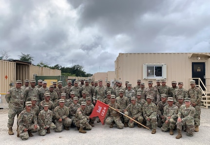 Air Force Gen. Joseph Lengyel, chief, National Guard Bureau, visits troops serving with the 1224th Engineer Support "Hita" Company, Guam Army National Guard, Guam, Jan. 29, 2020. The troops are serving as security forces for priority assets. This image was taken with a cellular phone camera.