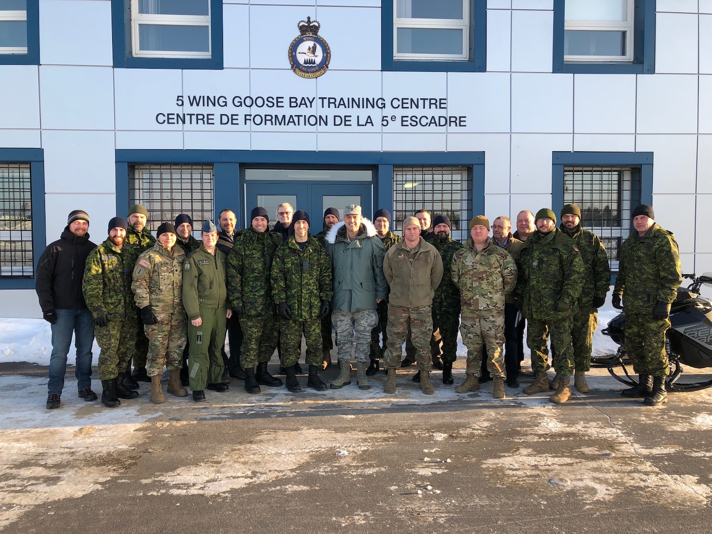 Members of the Arctic Air Power Seminar, (3rd edition), pose for a group photo at 5 Wing Goose Bay, Newfoundland and Labrador on January 21, 2020.