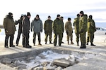 Members of the Arctic Air Power Seminar, (3rd edition), visit the Cold Rapid Airfield Damage Repair test and evaluation at 5 Wing Goose Bay, Newfoundland and Labrador on January 22, 2020.