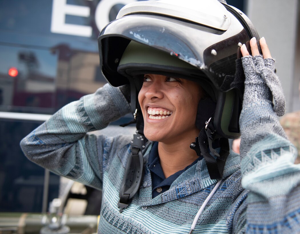 Airmen from Travis Air Force Base show cadets from Puerto Rico what the operational Air Force is like.