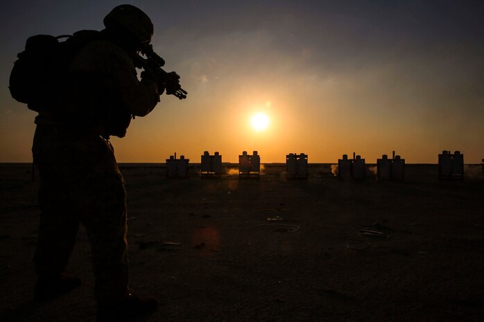 Marines conduct marksmanship proficiency training.