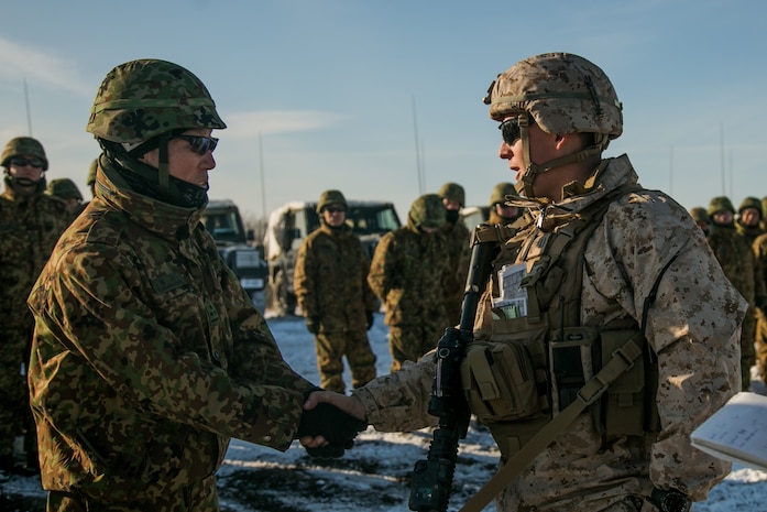 U.S. Marines do a live demonstration of the M777 Howitzer and the High Mobility Artillery Rocket System with Soldiers from 5th Brigade, Japan Ground Self-Defense Force, during exercise Northern Viper on Yausubetsu Training Area, Hokkaido, Japan, Jan. 28.