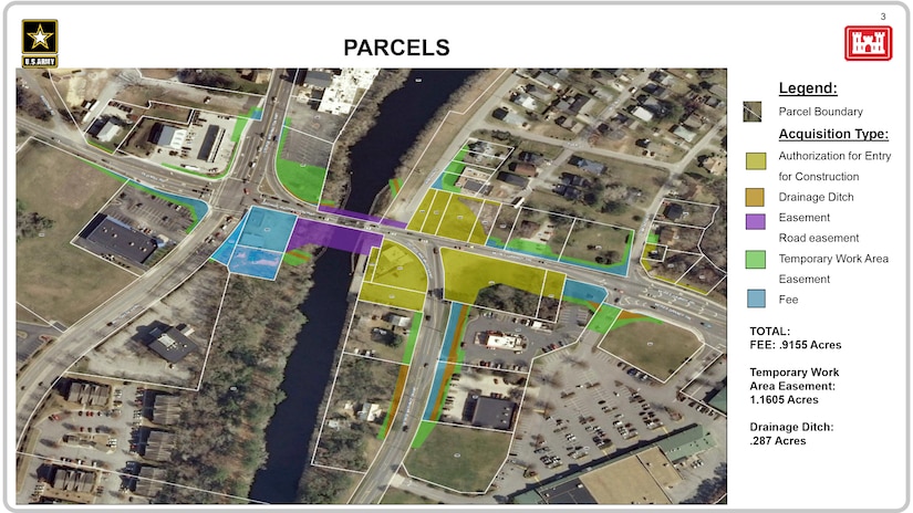 An overview of the real estate needed to build the new Deep Creek Bridge in Chesapeake, Virginia.