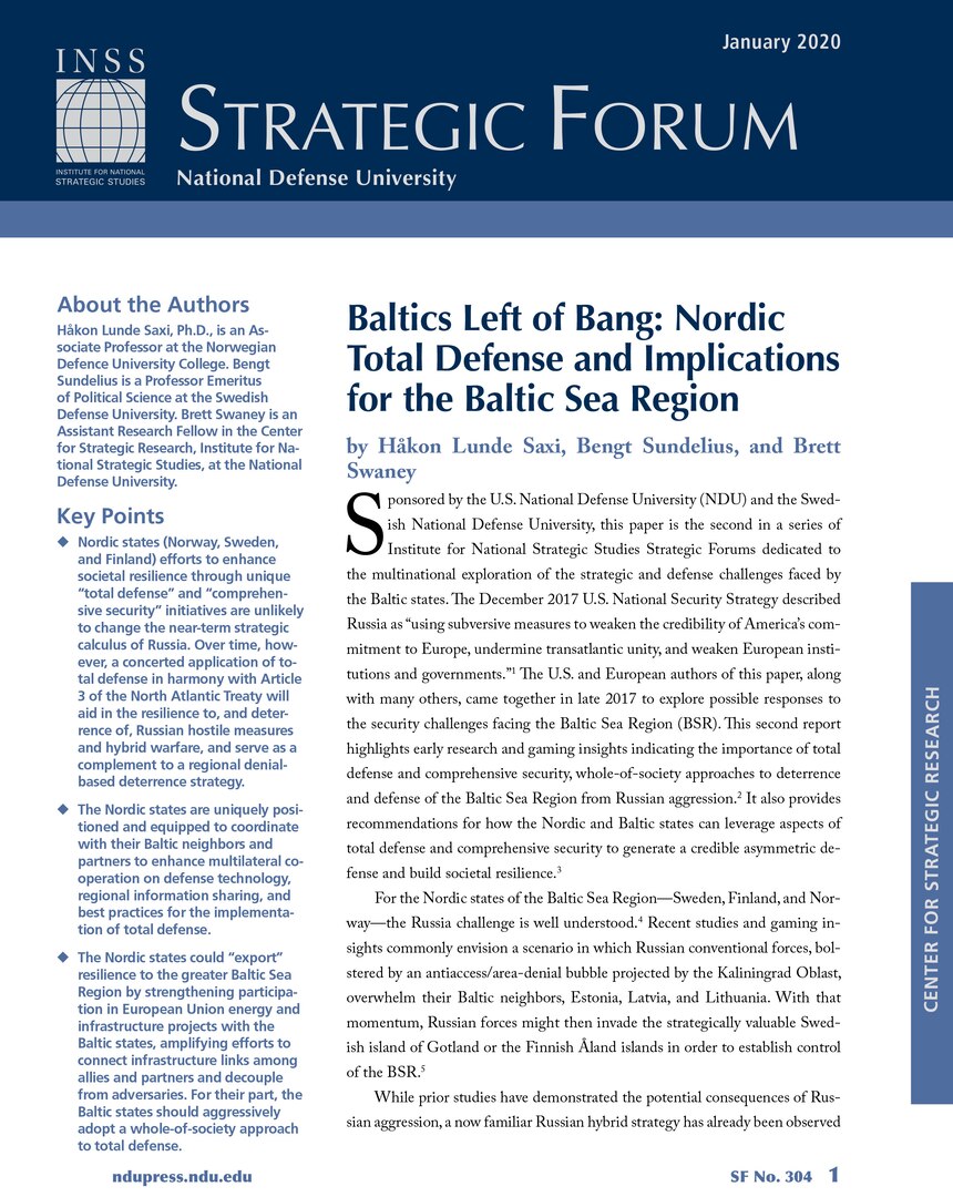 Baltics Left of Bang: Nordic Total Defense and Implications for the Baltic Sea Region