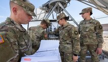 Students conduct training on a satellite dish as part of a Joint Tactical Ground Station course at the U.S. Army Space and Missile Defense School in Colorado Springs, Colo., Aug. 30, 2019. Last year, the schoolhouse taught nearly 16,000 students in Colorado Springs and at home-station training. (Photo Credit: Sean Kimmons)