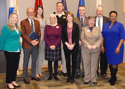 IMAGE: KING GEORGE, Va. (Jan. 31, 2020) – Naval Surface Warfare Center Dahlgren Division (NSWCDD) and University of Mary Washington (UMW) leadership are pictured after a Memorandum of Understanding (MOU) signing a ceremony held at the UMW Dahlgren campus, Jan. 31. The MOU enables NSWCDD employees who qualify for the program to earn a project management certificate while applying the credits towards a Master of Business Administration. The program is designed for NSWCDD employees to attend classes at the university’s Dahlgren campus at times that are favorable to their work-life balance. (U.S. Navy photo/Released)