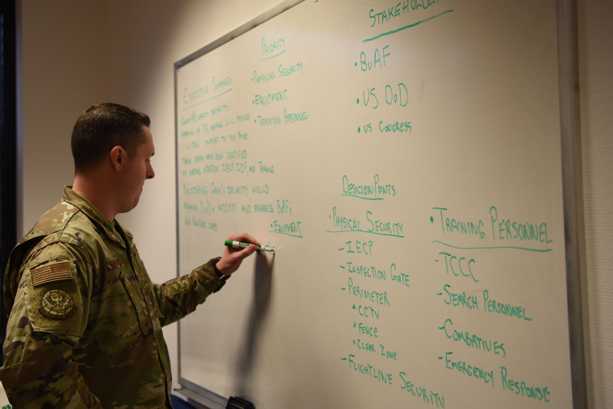 U.S. Air Force Master Sgt. James Bindert, 435th Contingency Response Support Squadron superintendent, solves data analysis problems during a data conference at Ramstein Air Base, Germany, Jan. 23, 2020. The 435th CRSS air advisors used the conference to hone their consulting skills and to learn how to consolidate large volumes of information into efficient messages.