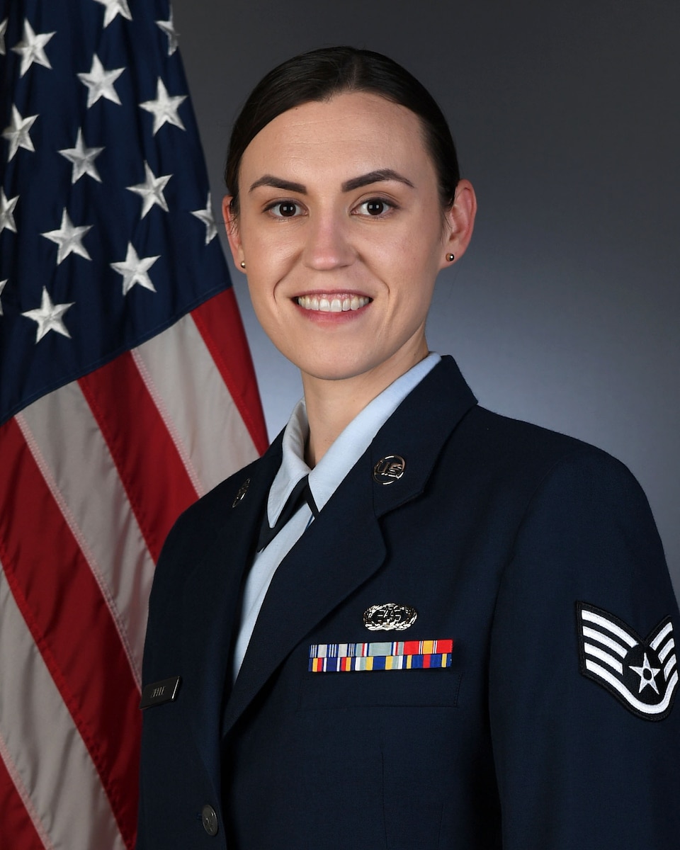 Official photo of SSgt Hilary Zirkle, clarinetist with the Air Force Heritage of America Band, Joint Base Langley-Eustis, Hampton, VA.