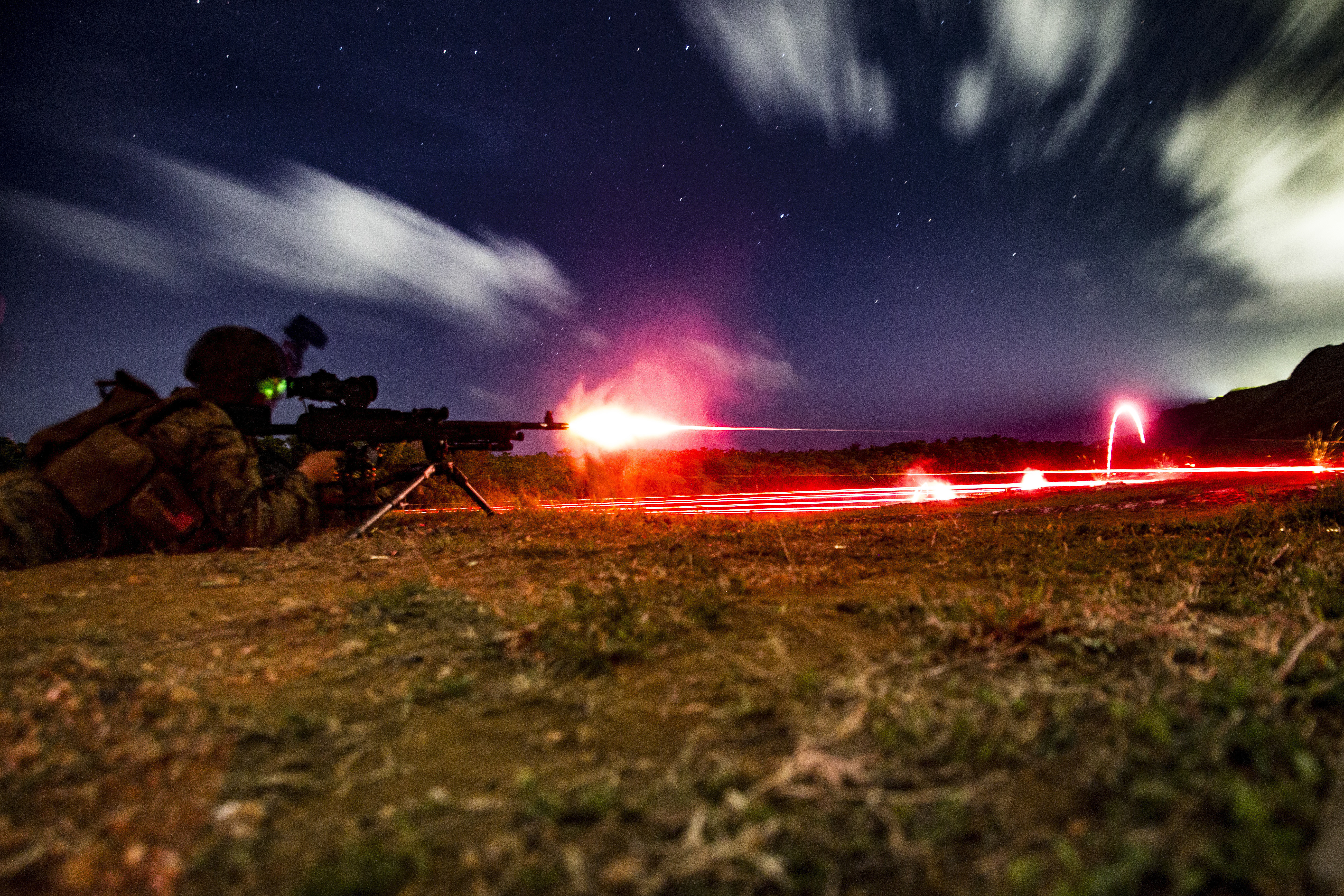 flare gun at night
