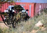 Airman stands guard during training