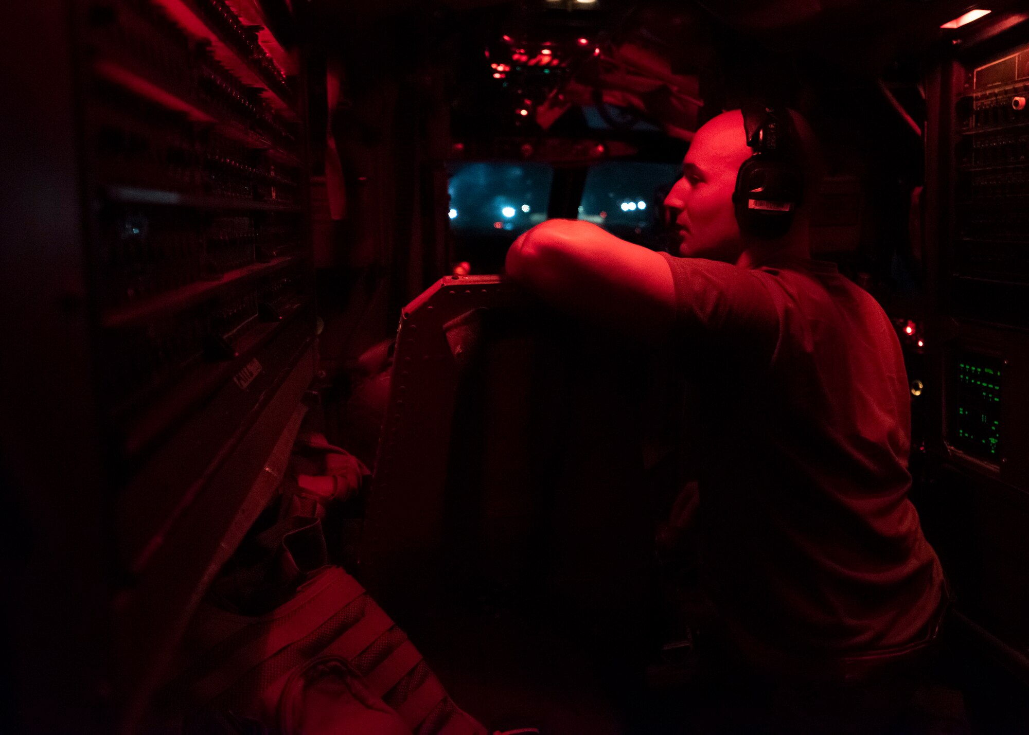 An Airman assigned to the 69th Aircraft Maintenance Squadron conducts a pre-flight inspection on a U.S. Air Force B-52H Stratofortress, assigned to the 69th Expeditionary Bomb Squadron, deployed from Minot Air Force Base, North Dakota, at Andersen Air Force Base, Guam, Feb. 3, 2020. Continuous Bomber Presence is a key component to improving both joint service and combined interoperability. (U.S. Air Force photo by Senior Airman Zachary Neal)