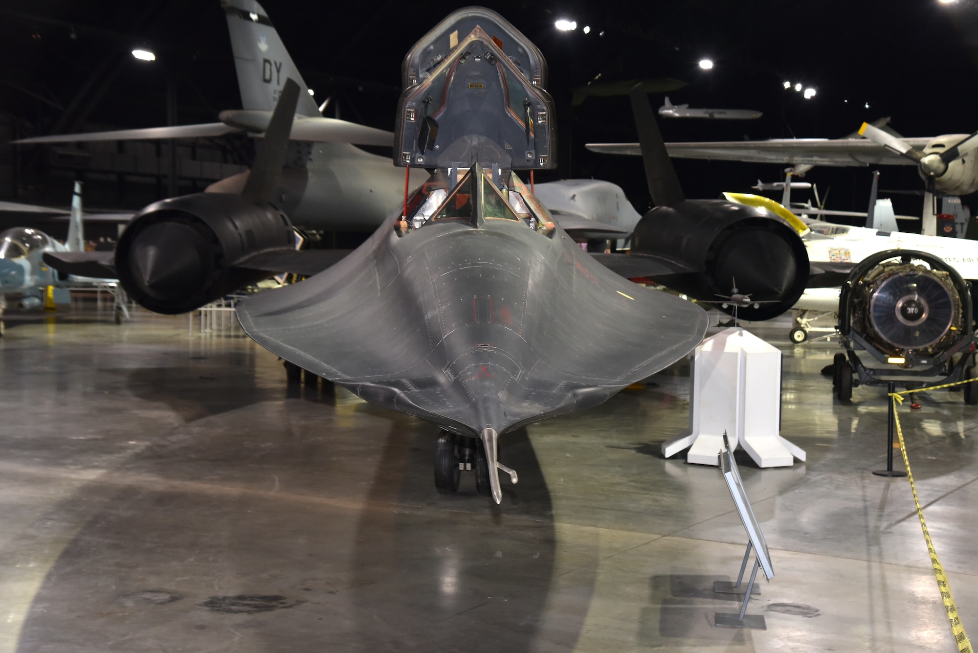 View of SR-71 aircraft.
