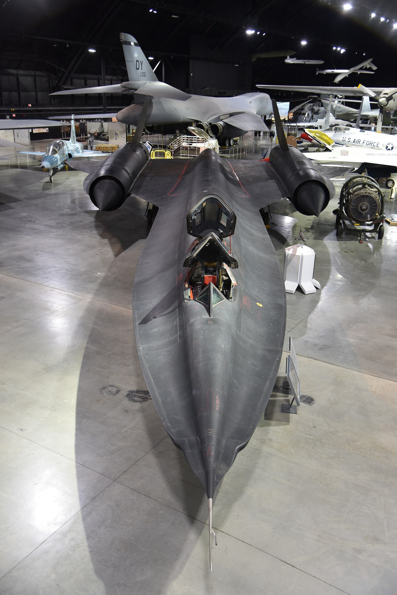 View of SR-71 aircraft.