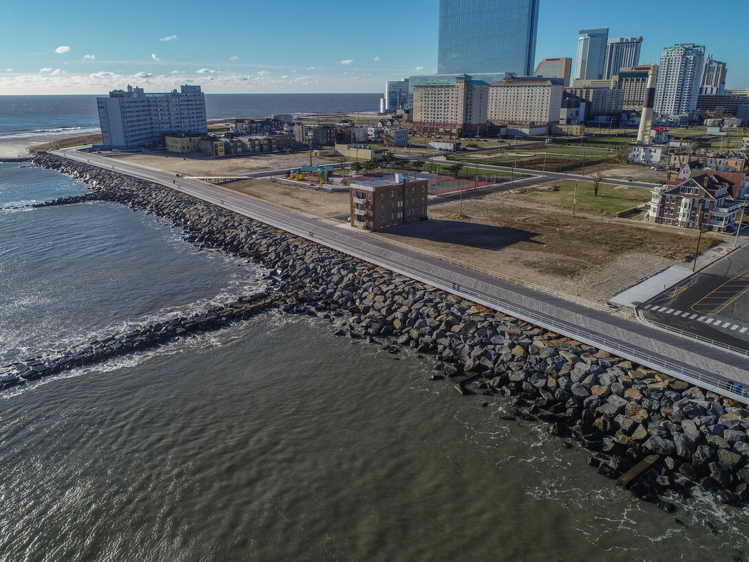 The U.S. Army Corps of Engineers' Philadelphia District and its contractor built two sections of a seawall and rebuilt portions of the Atlantic City boardwalk along the Absecon Inlet in Atlantic City, N.J. Work was completed in April of 2018 and is designed to reduce damages from coastal storms.