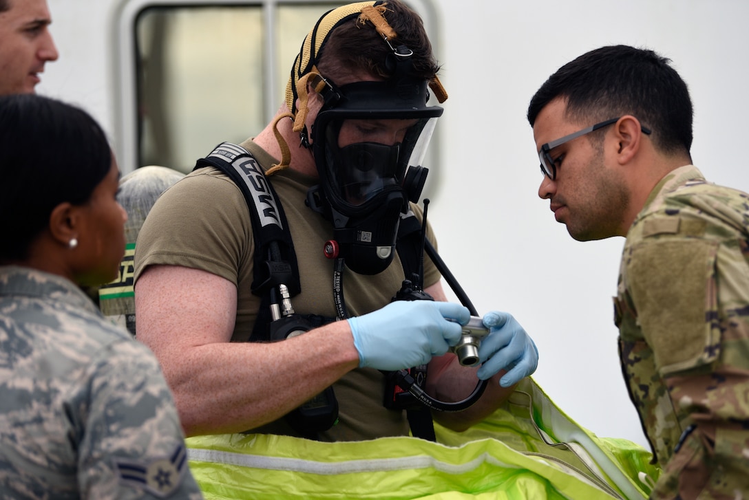 The 45th Medical Group held their Ready Eagle exercise 27-31 Jan., 2019, at Patrick Air Force Base, Fla. The medical group worked alongside the 45th Security Forces Squadron and the 45th Civil Engineer Squadron, which helped equip our team for the most accurate, timely and tactical response to home station medical hazards. (U.S. Air Force photo by Airman 1st Class Zoe Thacker)