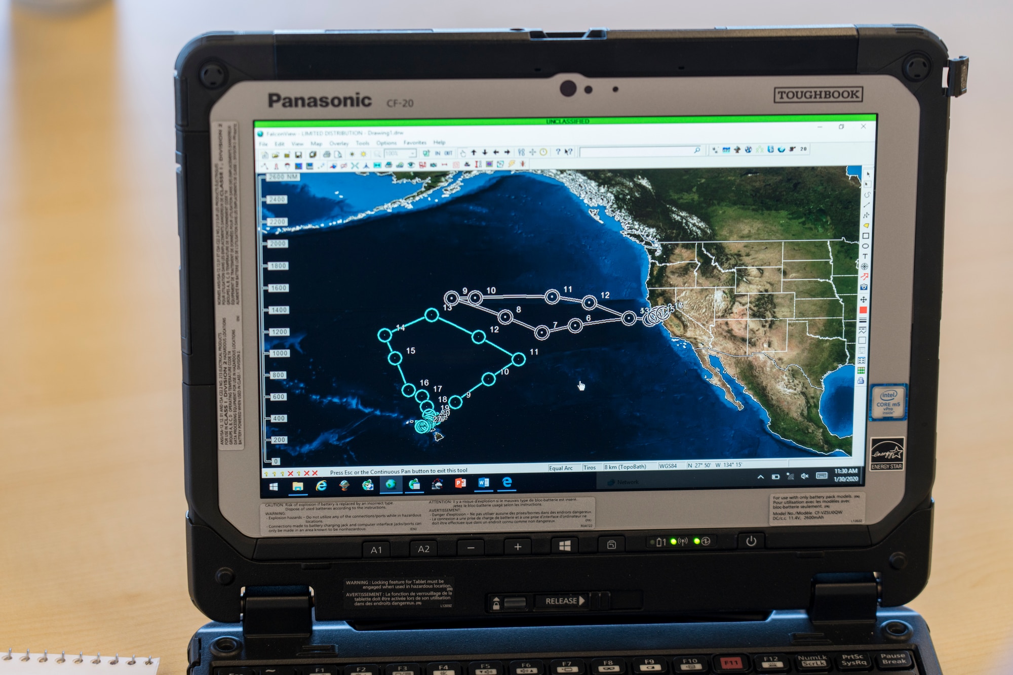 Proposed flight paths for the next atmospheric river missions Jan. 30 at San Diego, Calif. The Hurricane Hunters are slated to perform “AR recon” from January through March. Scientists led by Scripps at the Institute of Oceanography at University of California, in partnership with the 53rd WRS, National Oceanic and Atmospheric Aviation’s National Weather Service, NOAA’s Office of Marine and Aviation Operations, will be on standby to fly through these ARs over the Pacific to gather data to improve forecasts. (U.S. Air Force photo by Tech. Sgt. Christopher Carranza)