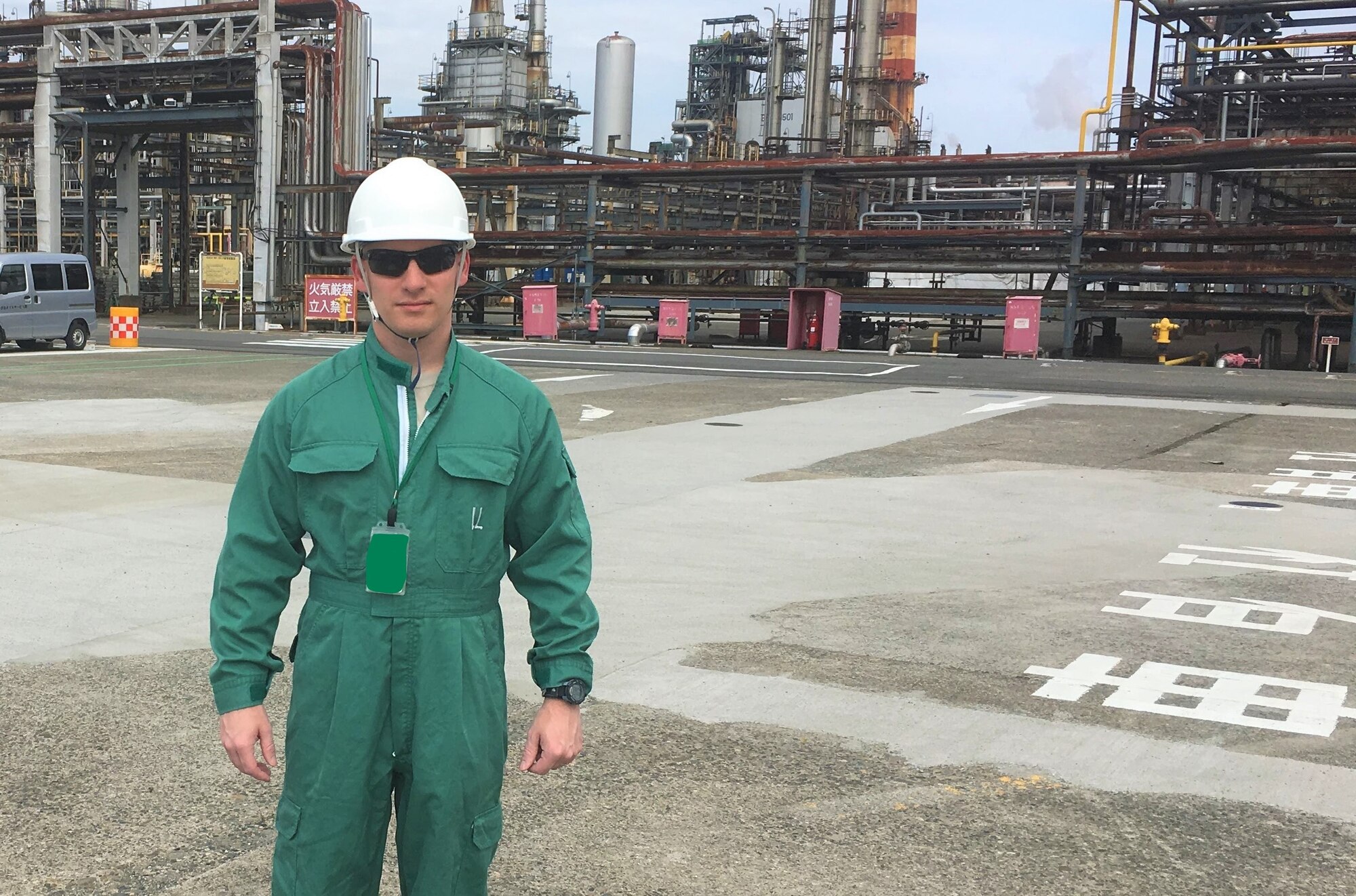 Maj. Justin D’Agostino visits a refinery in Japan as part of his role as logistics readiness officer and commander of Defense Logistics Agency Energy Japan based at Yokota Air Base, Japan.