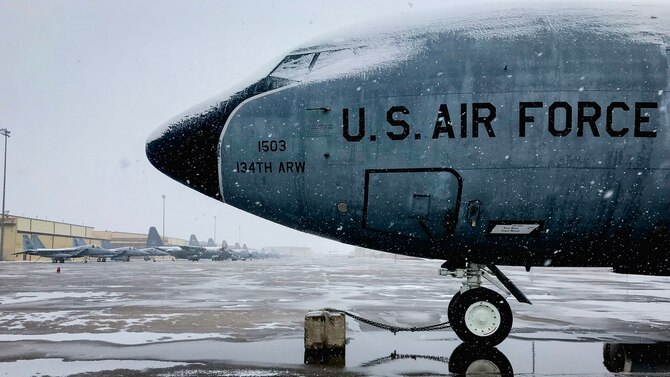 February snow blankets Sheppard AFB