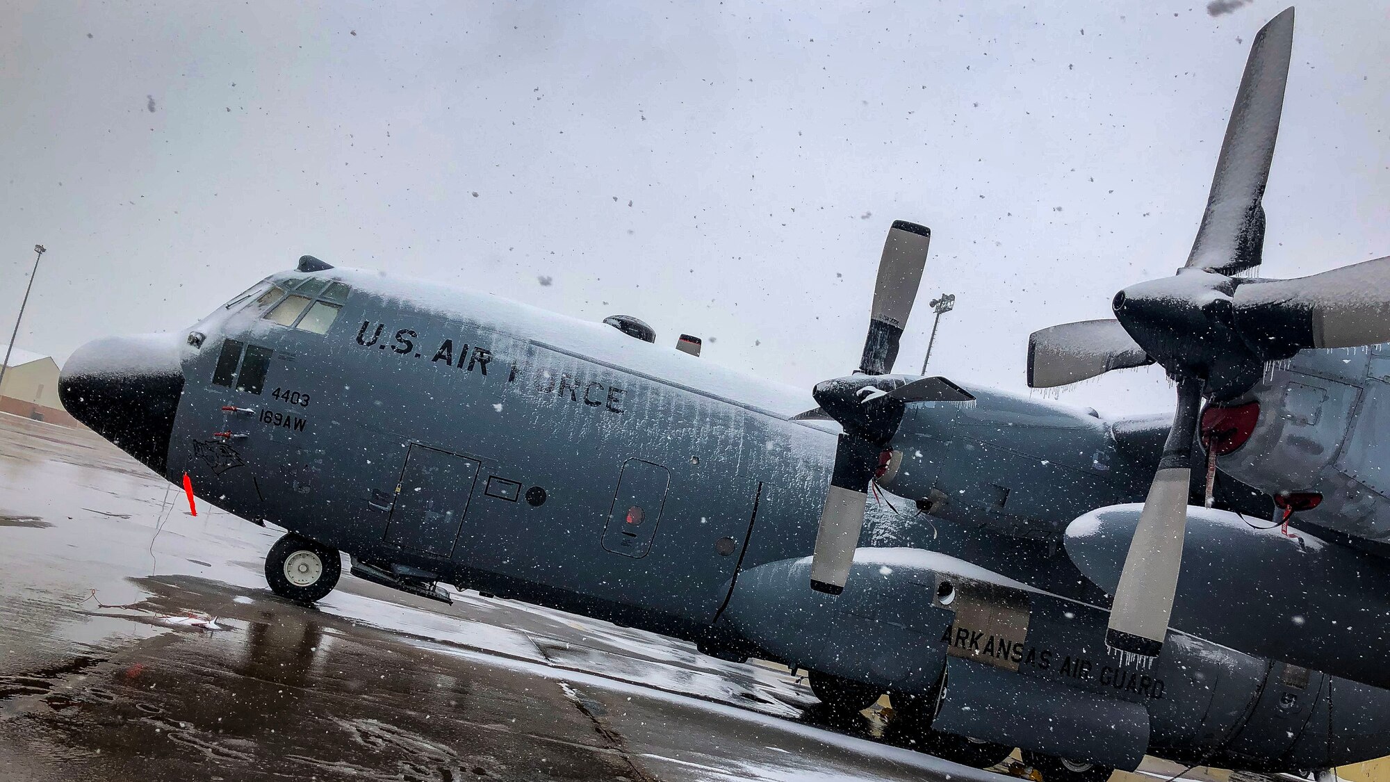 February snow blankets Sheppard AFB