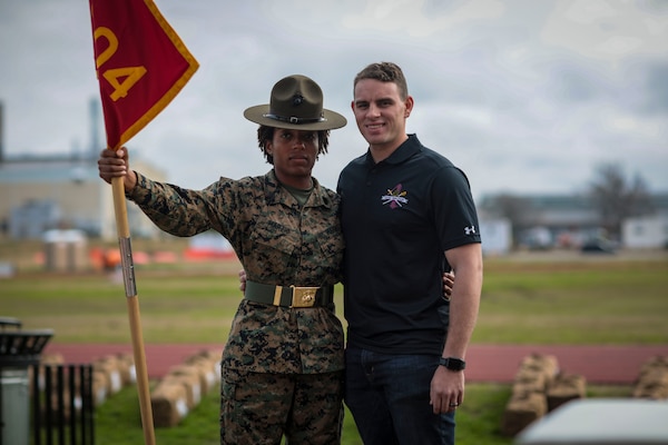 Staff Sgt. Ashley Marzio and her husband Sgt. Francesco Marzio pose for a photo Jan. 30, 2020. Both are wrapping up a three-year tour as drill instructors.