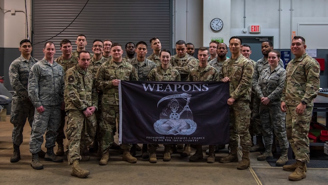 Staff Sgt. Dylan Rutkowski, a 35th Maintenance Squadron armament maintenance supervisor, inspects a chute of an M61A1 Vulcan gun system at Misawa Air Base, Japan, Jan. 22, 2020. A defect in the chute could cause a malfunction affecting the round travelling through the chute. The Airmen achieved zero fails through calendar year 2019 on 33 straight gun systems, each system containing 29 major components, 903 maintenance steps and 247 inspection tasks. (U.S. Air Force photo by Airman 1st Class China M. Shock)