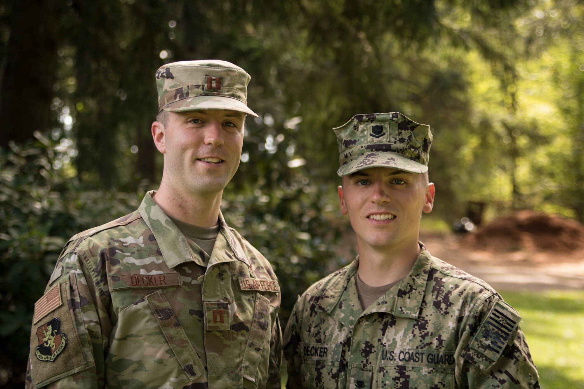 U.S. Air Force Capt. Hans Decker, 501st Combat Support Wing chaplain, poses for a photo with his brother, a U.S. Coast Guard reservist and a civilian sheriff's deputy in Oregon. (Courtesy photo)