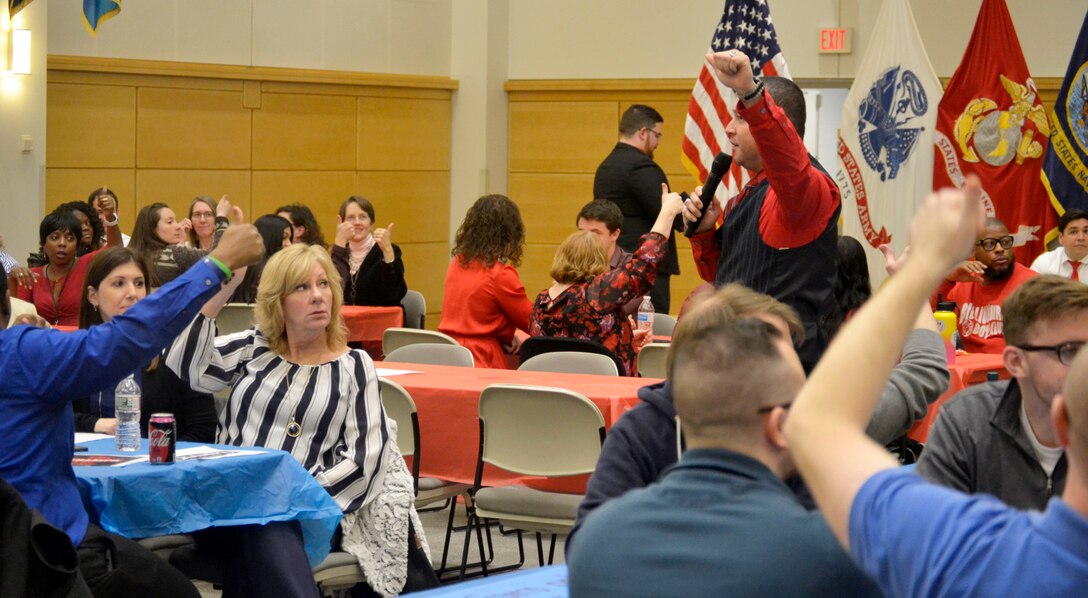 Medical and Industrial Hardware employees participate in a trivia-based event Feb. 5, 2020, at DLA Troop Support in Philadelphia.