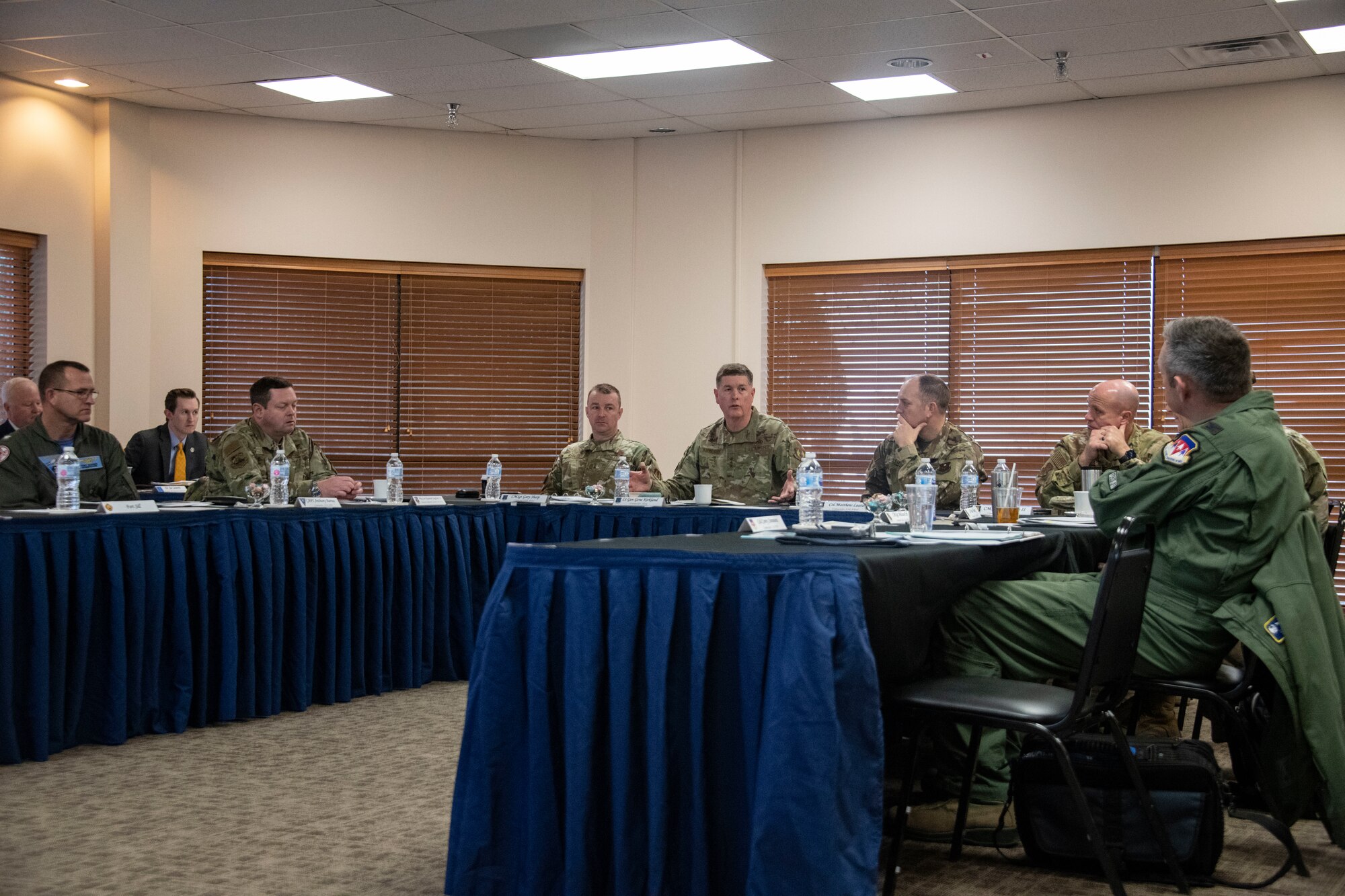 U.S. Air Force Lt. Gen. Gene Kirkland, Air Force Sustainment Center commander, welcomes the rest of the members to the Oklahoma Commanders Summit