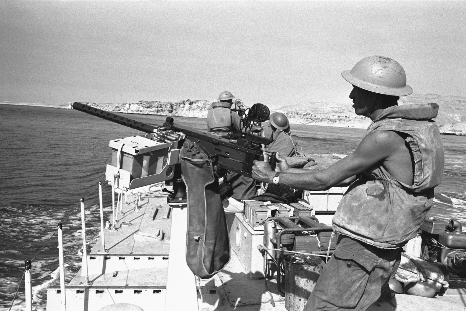 Israeli gun boat passes through Straits of Tiran near Sharm el-Sheikh during Six-Day War, June 8, 1967 (Israel Government Press Office/Yaacov Agor)