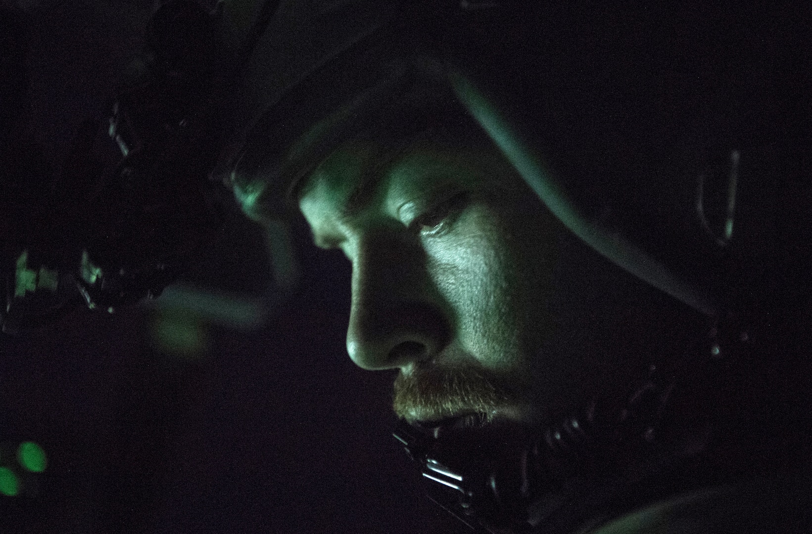 Aircrew member of C-130J Super Hercules assigned to 774th Expeditionary Airlift Squadron prepares to depart for various bases throughout Afghanistan, August 2, 2019, at Bagram Airfield (U.S. Air Force/Keifer Bowes)