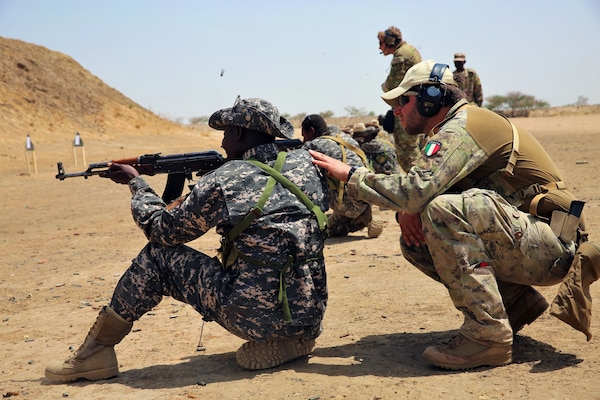 Chadian special forces soldier receives basic rifle marksmanship training at live-fire range in Massaguet, Chad, as part of exercise Flintlock 17, March 6, 2017 (U.S. Army/Derek Hamilton)