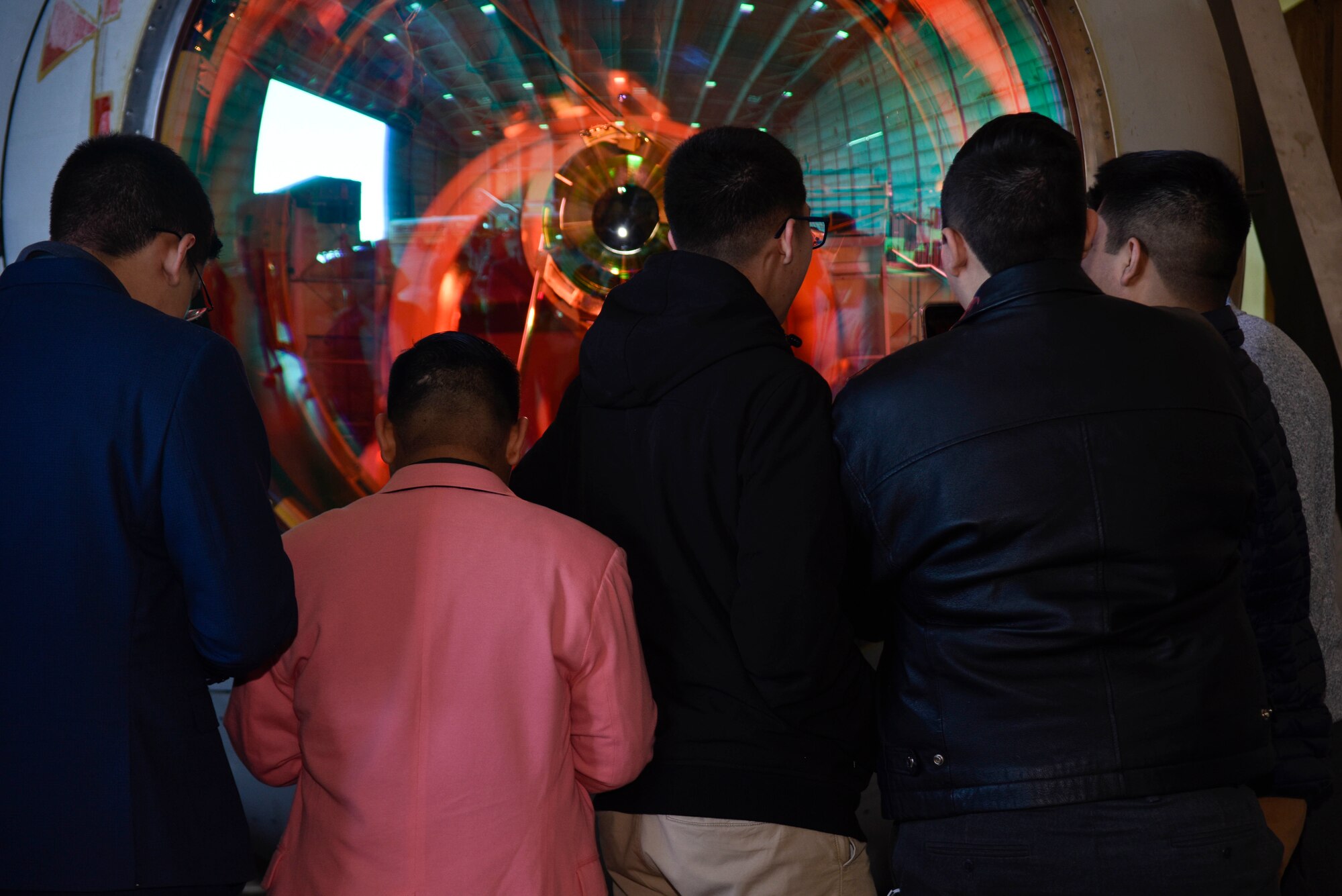 Photo of students looking at an Airborne Laser Turret.