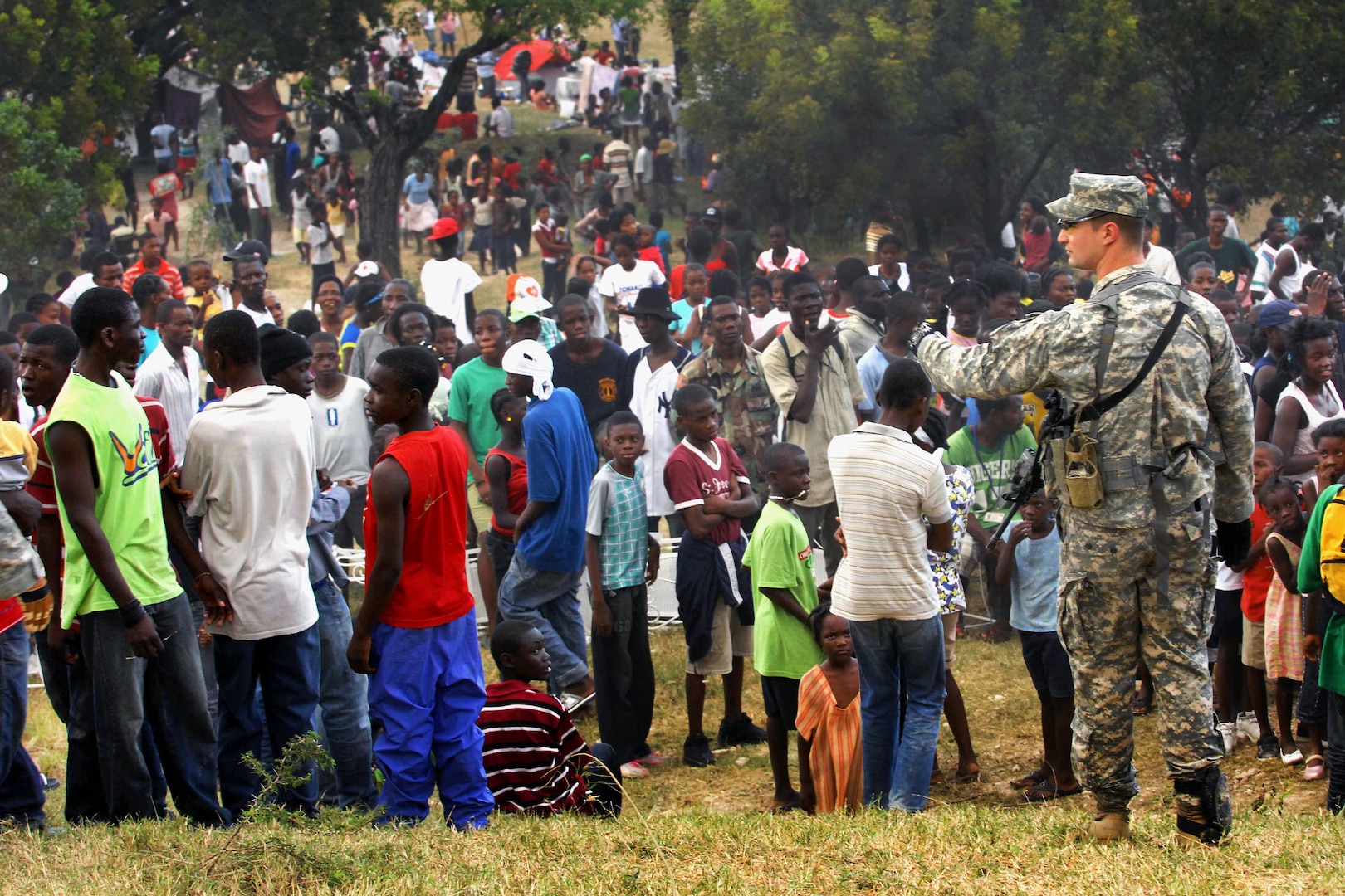 U.S. military relief efforts in Haiti 4 days after January 12, 2010, earthquake (DOD/Fred W. Baker III)