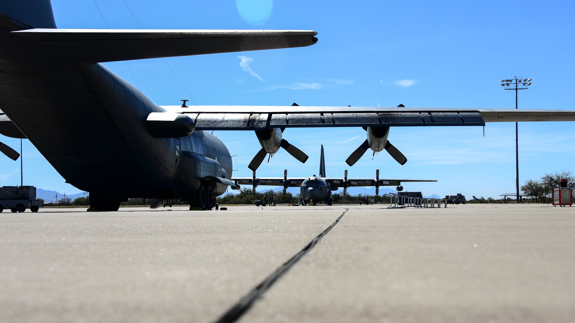 Aircraft sits on flight line