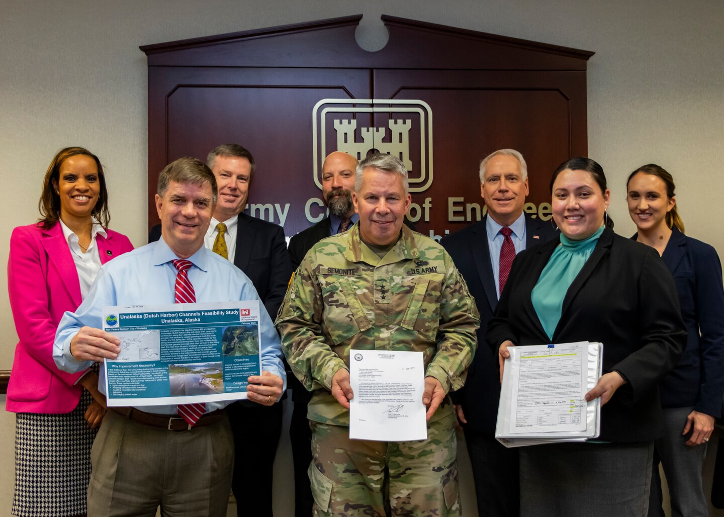 Lt. Gen. Todd Semonite, commanding general of the U.S. Army Corps of Engineers and 54th U.S. Army Chief of Engineers, signed the Unalaska (Dutch Harbor) Channels Chief's Report in Washington, D.C. The signing progresses the proposed project to Congress for authorization. (Photo by Rob Thomas, USACE Headquarters