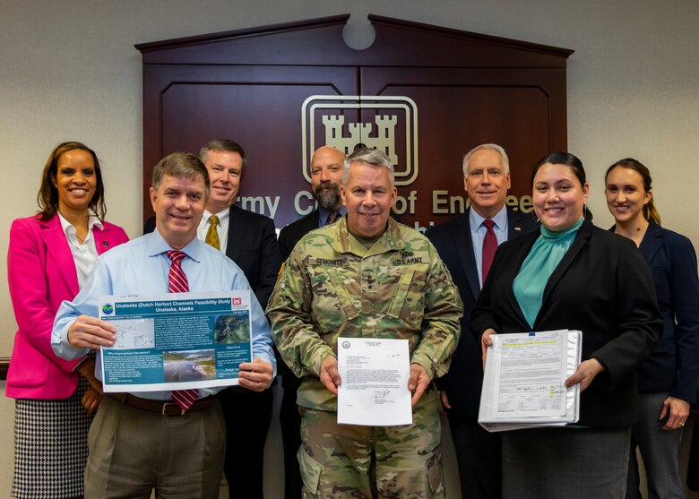 Lt. Gen. Todd Semonite, commanding general of the U.S. Army Corps of Engineers and 54th U.S. Army Chief of Engineers, signed the Unalaska (Dutch Harbor) Channels Chief's Report in Washington, D.C. The signing progresses the proposed project to Congress for authorization. (Photo by Rob Thomas, USACE Headquarters