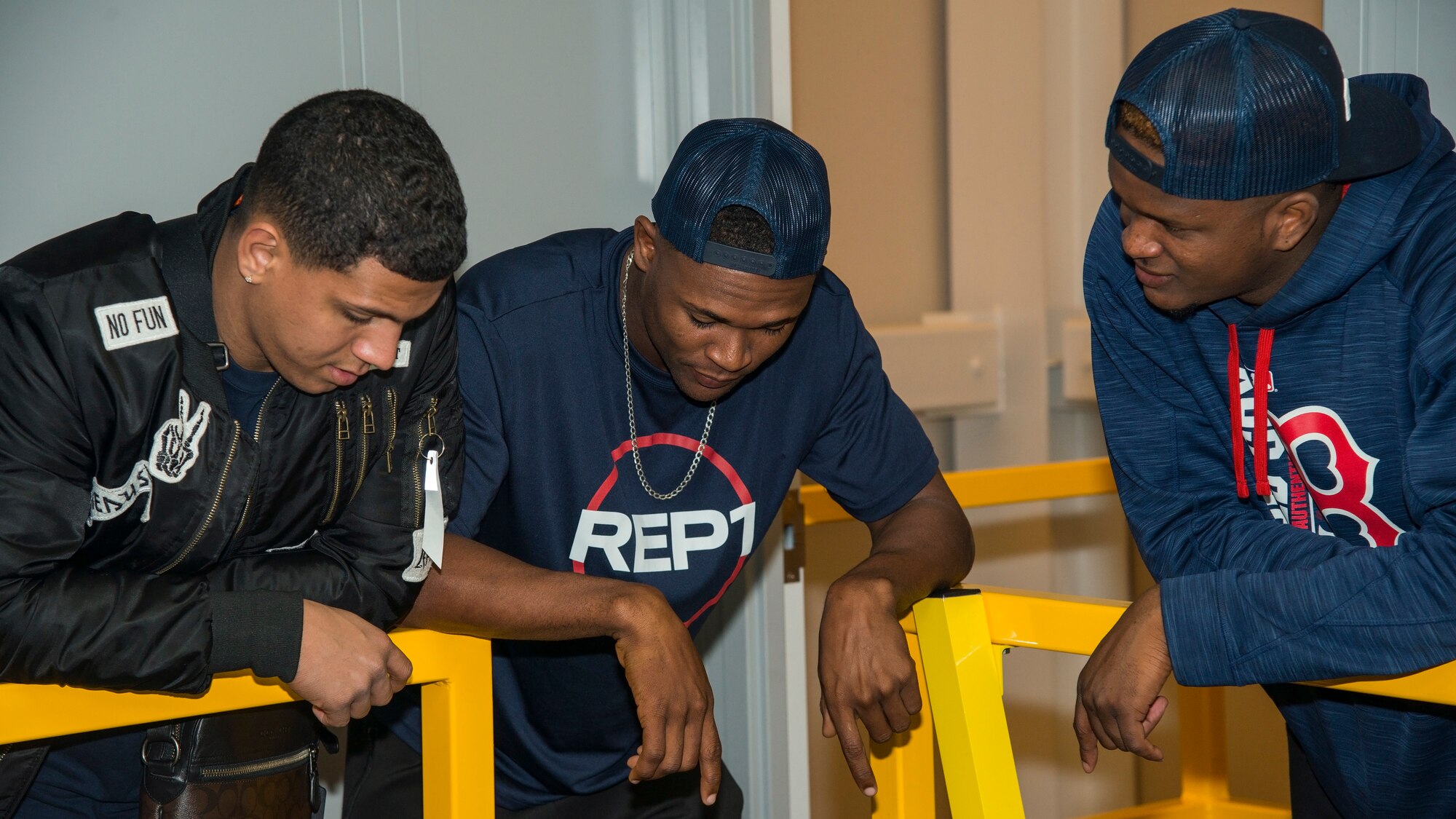 Professional baseball players tour the Boom Operator Weapon Systems Trainer (BOWST) at MacDill Air Force Base, Fla., Jan. 28, 2020.